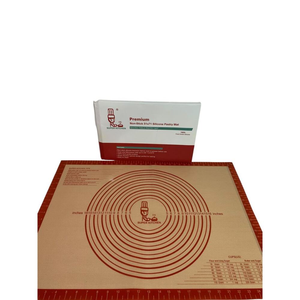 Super Kitchen Premium Non-Stick 51 x 71 Silicone Pastry Mat Table Size New